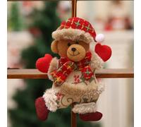 Juego de colgantes colgantes de tela de Navidad que incluye marionetas de anciano, muñeco de nieve, ciervo y oso para decoración festiva de vacaciones y ambiente de fiesta (oso)