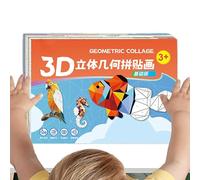 Juego de collage geométrico: juguete educativo de papel para rompecabezas, juegos interactivos de manualidades, juego creativo de desarrollo de cerebros para actividades de aprendizaje, adecuado para