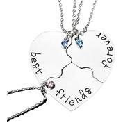 Juego de collar con colgante de corazón roto, collar de tres o cuatro piezas, cambio de color (B, talla única), metal, Sin gemas