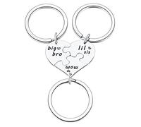 Juego de collar de 3 piezas para madre e hijo e hija con corazón de Big Bro Lil Sis Family Jewelry, M, Metal, no conocido