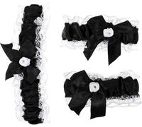 Juego de collar de liguero de pierna de fiesta, pulsera negra de tres piezas, accesorios de boda, material hipoalergénico, artesanía hecha a mano, exquisito detalle para novia y baile de graduación