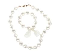 Juego de collar de perlas de imitación para niñas y niñas, accesorio de cumpleaños, sesión de fotos, conjuntos de joyas para recién nacidos con lazos