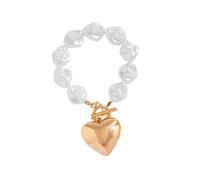 Juego de collar de perlas huecas de corazón de moda con un uso prolongado, adecuado para trajes de mujer de moda, conjunto de accesorios de fiesta, necklace, como se describe, como se describe