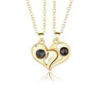 Juego de collar magnético de moda con corazón para parejas para mujeres y hombres, collar de proyección en 100 idiomas, joyería para parejas (B)