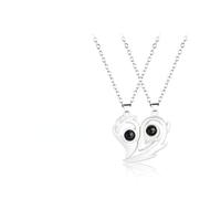 Juego de collar magnético de moda con corazón para parejas para mujeres y hombres, collar de proyección en 100 idiomas, joyería para parejas (F)