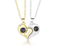 Juego de collar magnético de moda con corazón para parejas para mujeres y hombres, collar de proyección en 100 idiomas, joyería para parejas (D)