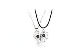 Juego de collar magnético de moda con corazón para parejas para mujeres y hombres, collar de proyección en 100 idiomas, joyería para parejas (G)