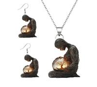 Juego de collar para el día de la madre | Juego de collar y aretes acrílicos 2D para madre, suministros de vacaciones, accesorio de ropa para cumpleaños y vacaciones