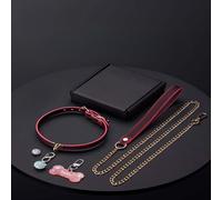 Juego de collar para mujer que cambia de color, accesorios de juego para parejas, cuero rosa y negro, campanas iluminadas, placa de identificación de cachorro, regalo romántico para parejas