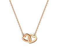 Juego de collar vintage para mujer, collar de corazón doble corazón a corazón, collar de titanio, collar con colgante de temperamento, colgante de San Valentín, Metal, No es una piedra preciosa