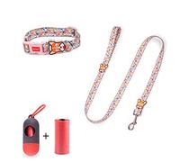 Juego de collar y correa para perro, collar de perro para perros y gatos pequeños y medianos, collar de cachorro ajustable con correa a juego, collar de perro personalizado para niñas y niños (celosía coloreada, S)