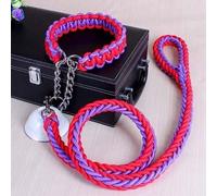 Juego de collar y correa para perro, cuerda de doble hebra hecha a mano con hebilla de cadena P de metal, cuerda duradera de entrenamiento y escalada para mascotas, accesorios prácticos para perros