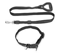 Juego de Collar y Correa para Perros de Uso intensivo con asa Suave y cómoda, Correa de Cuerda de Nylon Ajustable para Perros pequeños, medianos y Grandes, Suministro Duradero para (Negra)