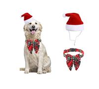 Juego de collar y sombrero de Navidad para perro, con hebilla para gatos, perros pequeños y medianos, rojo y verde (L)