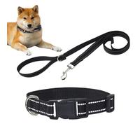 Juego de collares y correas para perros, collares y correas, collares portátiles de poliéster para perros, líderes para un arnés de cable ajustable para mascotas, suministros de entrenamiento para