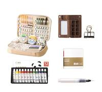 Juego de colores de gouache portátil, mini juego de paletas de acuarela de madera para viajes, mini paleta de acuarela para viajes de pintura acrílica que viene con papel para acuarela, cuaderno