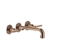 Juego de colores Gessi Inciso para mezclador de lavabo bimando, con manillas con caño 190-210 mm, sin juego de desagüe, 58090708, Color: PVD cepillado de cobre