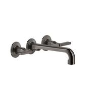 Juego de colores Gessi Inciso para mezclador de lavabo bimando, con manillas con caño 190-210 mm, sin juego de desagüe, 58090706, Color: PVD negro metálico
