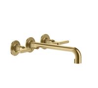 Juego de colores Gessi Inciso para mezclador de lavabo bimanual con manetas con caño de 235-255 mm, sin juego de desagüe, 58092727, Color: Latón cepillado PVD