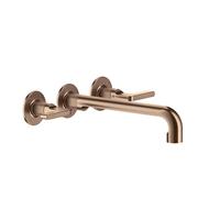 Juego de colores Gessi Inciso para mezclador de lavabo bimanual con manetas con caño de 235-255 mm, sin juego de desagüe, 58092708, Color: PVD cepillado de cobre