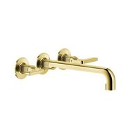 Juego de colores Gessi Inciso para mezclador de lavabo bimanual con manetas con caño de 235-255 mm, sin juego de desagüe, 58092246, Color: PVD de oro