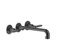 Juego de colores Gessi Inciso para mezclador de lavabo bimanual con manetas con caño de 235-255 mm, sin juego de desagüe, 58092707, Color: Metal negro cepillado PVD