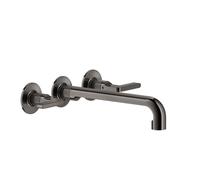 Juego de colores Gessi Inciso para mezclador de lavabo bimanual con manetas con caño de 235-255 mm, sin juego de desagüe, 58092706, Color: PVD negro metálico