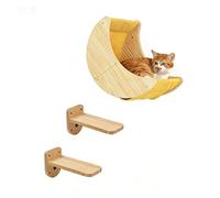 Juego de Columpio for Gatos de Madera Maciza montado en la Pared con Hamaca, Poste rascador, Estante y Plataforma de sisal(Set b)