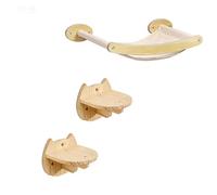 Juego de Columpio for Gatos de Madera Maciza montado en la Pared con Hamaca, Poste rascador, Estante y Plataforma de Salto de sisal(Set q)