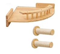 Juego de Columpio for Gatos de Madera Maciza montado en la Pared con Hamaca, Poste rascador, Estante y Plataforma de Salto de sisal(Set p)