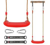 Juego de Columpio para niños Luckits Columpios de plástico con Cuerda Ajustable Juego de Columpio Duradero para Juegos fácil de Instalar Asiento de Columpio Resistente para niños, niñas (Red)