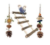 Juego de columpio para pájaros, jaula de loros, juego de columpio de madera, escalera de entrenamiento para pájaros de tamaño pequeño, juego de soporte de lufa