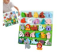 Juego de combinación de del alfabeto de los animales de madera, de animales con letras,Juego de de madera a juego - Puzzle alfabeto de madera para edades de 3 a