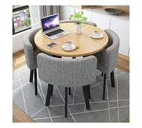 Juego de combinación de mesa de café redonda y silla, muebles de cocina modernos, sala de estar, exhibición de ocio, mesa redonda pequeña de 80 cm (color: verde) (gris claro)
