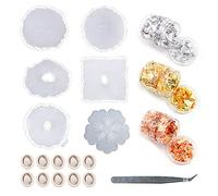 Juego de combinación de papel de aluminio dorado con diseño de flores, molde epoxi, nube, dedo, cunas, pinzas, flores, moldes de resina