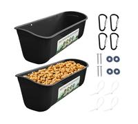 Juego de comedero colgante para cabras - 2 unidades para deshidratar, comedero colgante con clips | Dispensador de agua para pollos | Bebedero colgante para pollo | Contenedor de comida para ganado |