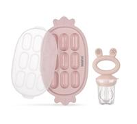 Juego de comedero de alimentos frescos y bandeja de silicona para picar - Blush