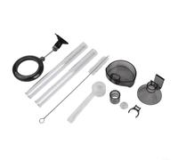 Juego de comedero de camarones con kit de tubo ajustable para pecera, incluye plato de embudo y cepillo de limpieza, dispensador de alimentos de plástico transparente para pared de acuario de 15 mm