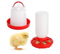 Juego de comedero de pollo de 1 litro y bebedero de 2 litros, bebedero colgante para pollitos de bebé, alimentador automático de pollitos y kit de riego para cría de patos y pollos