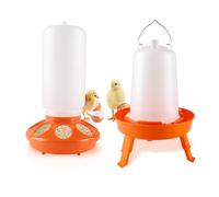 Juego de comedero para pollitos y bebedero para pollitos con 3 alturas ajustables, comedero de agua para pollos, codorniz, pato, aves de corral (naranja)