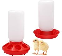 Juego de comedero y bebedero automático para pollos, aves de corral, pato, codorniz, pollito, bebé, pájaro, dispensador de agua, sin residuos, suministros de accesorios para gallineros (rojo, talla