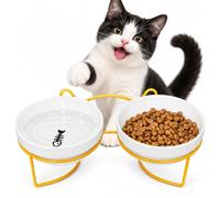 Juego De Comederos De CeráMica Elevados para Gatos (2 Unidades) | Cuencos Inclinados A 15° Con Soporte Estable; ExtraíBle, Apto Para Lavavajillas Y(Para Gatos, Gatos Y Perros PequeñOs)