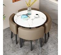 Juego de comedor compacto de 5 piezas con mesa de mármol sintético y sillas tapizadas, muebles modernos de cocina y comedor para 4 elegantes soluciones de decoración del hogar