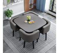 Juego de comedor compacto de 5 piezas, mesa y sillas para ahorrar espacio para cocina pequeña, juego de mesa de comedor redonda/cuadrada para 4 personas con un espacio mínimo