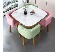 Juego de comedor compacto: mesa nido y 4 sillas, versátil mesa redonda de recepción, negociación y reuniones, ideal para espacios pequeños, diseño moderno, muebles que ahorran espacio