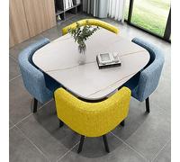 Juego de comedor compacto: mesa redonda + 4 sillas apilables para recepción, negociación y espacios pequeños, muebles que ahorran espacio para el hogar, la oficina y los eventos