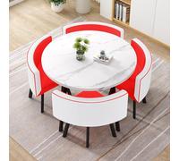 Juego de comedor contemporáneo de 5 piezas con mesa redonda de 80 cm y 4 sillas para recepción, sala de estar, oficina o cocina, muebles de comedor de estilo moderno