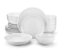 Juego de Comedor de 24 piezas, Vajilla de Porcelana Blanca , Servicio de y para 6