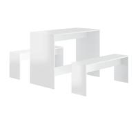 Juego de comedor de 3 piezas, color blanco brillante de madera, moderno y duradero para cocina y comedor, ahorra espacio y es fácil de limpiar