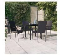 Juego de comedor de exterior de 5 piezas negro vidaxl